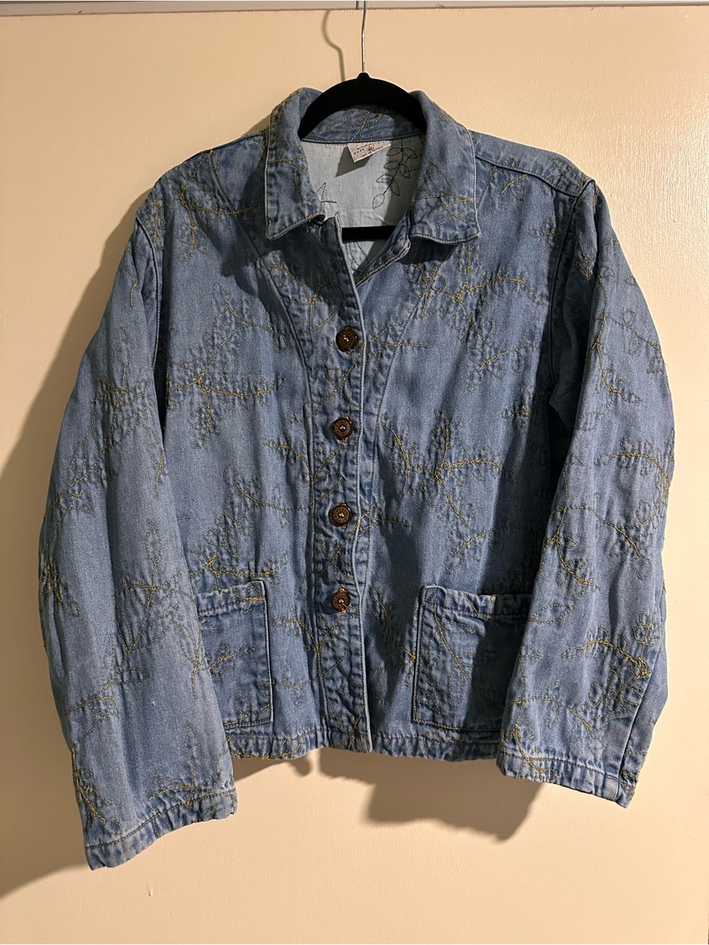Click by Color Me Cotton Light Blue Embroidered Denim Jacket